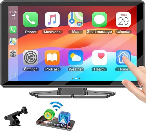 شاشة Carplay للسيارة ، 10.1 بوصة شاشة لمس استريو محمولة للسيارة اللمسات لسيارات Apple Carplay و Android مع كاميرا Cam/HD Cam/HD/GPS الملاحة/المرآة/Siri/Bt/Aux/Car Audio Actives in Kuwait