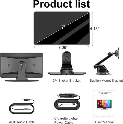 شاشة Carplay للسيارة ، 10.1 بوصة شاشة لمس استريو محمولة للسيارة اللمسات لسيارات Apple Carplay و Android مع كاميرا Cam/HD Cam/HD/GPS الملاحة/المرآة/Siri/Bt/Aux/Car Audio Actives in Kuwait