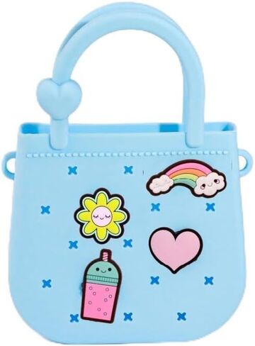 Mini Silicone Tote Bag, Rubber Beach Tote with Adjustable Strap &25pcs Cute Decorations for Little Girl & Woman in Kuwait