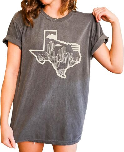 Texas T-Shirt for Men, Women, Unisex - Lone Star State Graphic Tee - Retro Looked Short Sleeve Crew Neck Top - 100% Cotton in Kuwait
