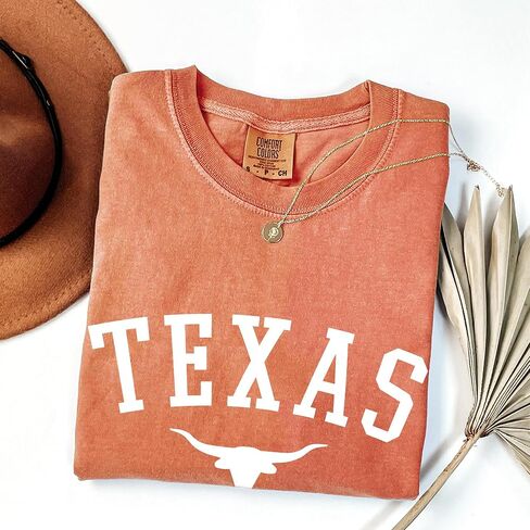 Texas T-Shirt for Men, Women, Unisex - Lone Star State Graphic Tee - Retro Looked Short Sleeve Crew Neck Top - 100% Cotton in Kuwait