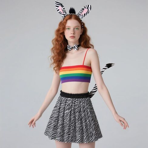 Wildarms 4-Pcs Animal Costume Set for Women - Costume Kit with Headband, Bow Tie, Tutu Skirt for Halloween Party, Cosplay in Saudi Arabia
