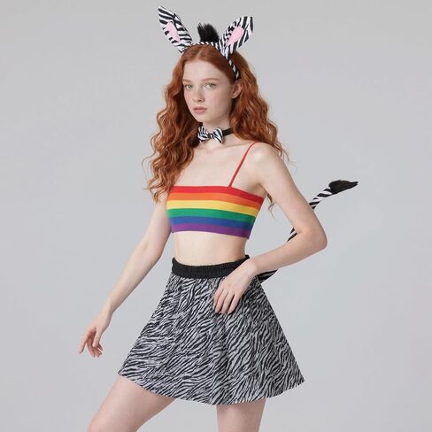 Wildarms 4-Pcs Animal Costume Set for Women - Costume Kit with Headband, Bow Tie, Tutu Skirt for Halloween Party, Cosplay in Saudi Arabia