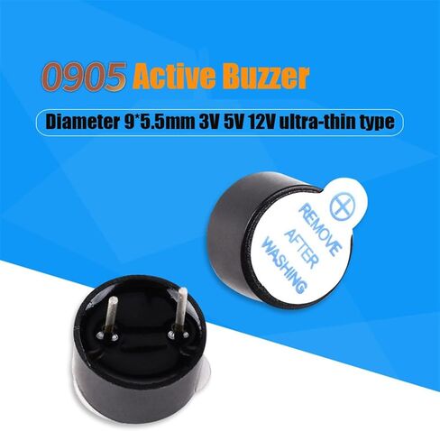 2 PCS 0905 Ultra Slimline Active Buzzer Diameter 9 * 5.5mm 3V 5V 12V Small Speaker Active Buzzer Plastic Tube(5v) in Saudi Arabia