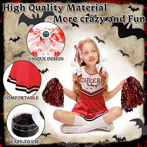 Halloween Zombie Cheerleader Costume Set Pantyhose Poms Stickers Fake Blood Gel Gloves Bow Hairpin Halloween Party in Saudi Arabia