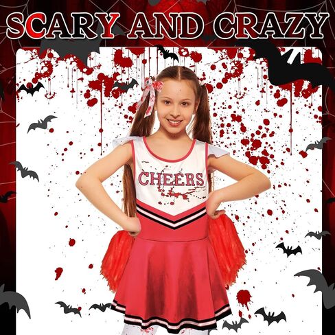 Halloween Zombie Cheerleader Costume Set Pantyhose Poms Stickers Fake Blood Gel Gloves Bow Hairpin Halloween Party in Saudi Arabia