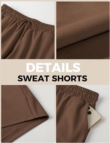 شورتات العرق النسائية Sweatshorts الصيف صالة القطن الرباط لطيف الصوف السراويل مع جيوب رياضية الجري النشطة مطاطا جيرسي الفرنسية تيري السراويل 2025 المرأة القماش Sweatpants القهوة العصرية in Saudi Arabia