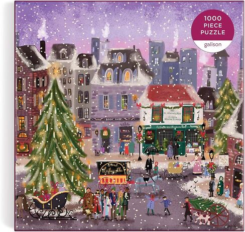 أحجية Galison Snowy Night 500 قطعة من Galison - أحجية بطابع شتوي مقاس 20 بوصة × 20 بوصة مثالية للعطلات، أعمال فنية جميلة، قطع سميكة وقوية، تمثل هدية رائعة! in Saudi Arabia