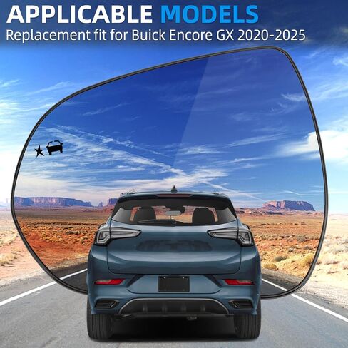 استبدال المرآة الجانبية للسائق لسيارة Buick Encore GX 2020 2021 2022 2023 2024 2025 - زجاج مرآة الجانب الأيسر، زجاج مرايا الرؤية الخلفية مع تسخين كهربائي ونقطة عمياء in Saudi Arabia