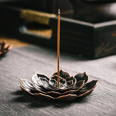 Incense Burner, Incense Holder for Sticks, Brass Lotus Incense Stick Holder and Detachable Ash Catcher in Saudi Arabia