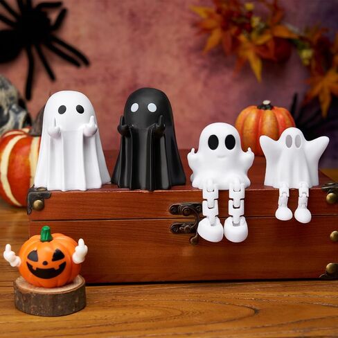 Halloween Pumpkin Figurine Decor - Spooky Resin Finger Statue Ghost Figures for Home Decorations, Cute Resin Statue Ghost Decor, Spooky Ghost for Table Centerpieces Shelf Mantel Display in Saudi Arabia