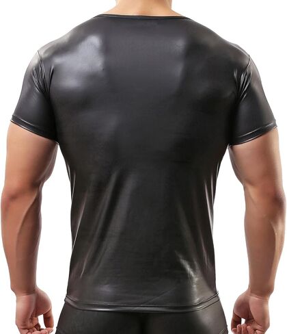 تي شيرت داخلي رجالي من QiaTi من الجلد الصناعي بمظهر رطب مناسب للعضلات، تي شيرت رياضي بدون أكمام in Kuwait