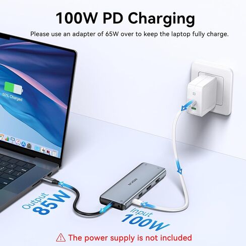 MOKiN USB C to HDMI Multiport Adapter, Type-C Hub Thunderbolt 3 to HDMI 4K Output USB 3.0 Port and USB-C Charging Port, Digital AV Adapter for MacBook Pro/air, Galaxy S8/S9 in Kuwait