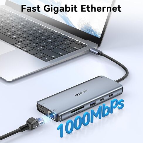 MOKiN USB C to HDMI Multiport Adapter, Type-C Hub Thunderbolt 3 to HDMI 4K Output USB 3.0 Port and USB-C Charging Port, Digital AV Adapter for MacBook Pro/air, Galaxy S8/S9 in Kuwait