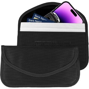 2PCS Faraday Bag for Phones and Car Keys, Keyless Entry RFID Signal Blocking Bag Key Fob Protector, Anti-Theft Faraday Pouch for Cell Phone Privacy Protection, Signal Shielding (Black) in Kuwait