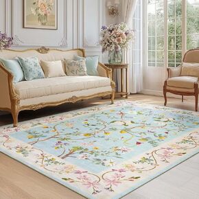 jinchan Floral Runner Rug 2x5 Machine Washable Kitchen Runner Non Slip Soft Low Pile Hallway Rug Boho Stain Resistant Carpet for Laundry Living Room Bedroom Blue/Pink in Kuwait