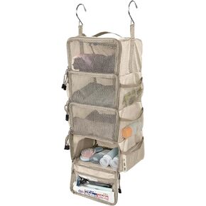 Surblue Travel Hanging Packing Cubes with 2 Hooks Hanging Shelves for Luggage Organizers Portable Compression 4 Shelf Closet Organizers Carry-on Suitcases Organizers, Small, Black in Kuwait