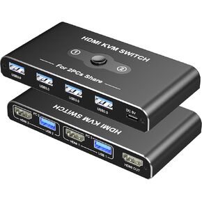KVM Switch 2 Monitors 2 Computers, 8K@60Hz KVM Switch HDMI Extended Display, 4K@120Hz, KVM Switches for 2 Computers Sharing 2 Monitor, 4 USB 3.0 Devices Such as Keyboard, Mouse, Printer, Scanner in Kuwait