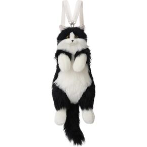 حقيبة ظهر من القطيفة المحشوة على شكل قطة واقعية هدية للفتيات والأخت والابنة - يمكن حملها على الكتف، على كتف واحد أو على الجسم مع أشرطة قابلة للتعديل حقيبة ظهر لطيفة وناعمة على شكل حيوانات محشوة in Kuwait