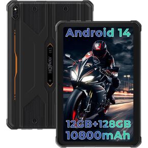 Hotwav R8 Tablet Tablet Android 14-10.1inch HD+ Tabroof المقاومة للماء ، 10800 مللي أمبير في الساعة ، 12 جيجا بايت+ 128 جيجا بايت/TF 1TB ، 13MP+ 5MP الكاميرا في الهواء الطلق ، أوكترا/ثنائي SIM 4G/WLAN 5/IP68 & IP69K/IP69K/FACK/GPS/otg Orange in Kuwait