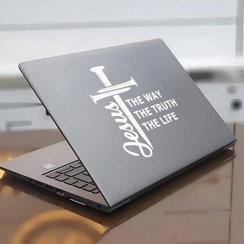 ملصق Christian Jesus مقاس 7x7 بوصة - "The Way The Truth The Life" - ملصق فينيل مقاوم للماء لنافذة السيارة، والكمبيوتر المحمول، والدراجة النارية، والخوذة - اقتباس ديني قابل للإزالة للمؤمنين in Kuwait
