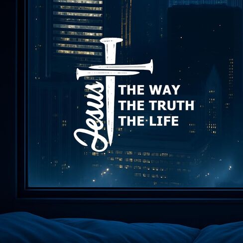 ملصق Christian Jesus مقاس 7x7 بوصة - "The Way The Truth The Life" - ملصق فينيل مقاوم للماء لنافذة السيارة، والكمبيوتر المحمول، والدراجة النارية، والخوذة - اقتباس ديني قابل للإزالة للمؤمنين in Kuwait