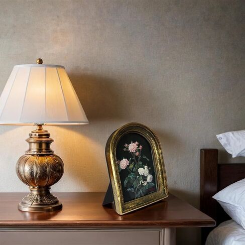 إطار صورة عتيق مقاس 3.5 × 5.5 بتصميمات عتيقة مع الراتنج والزجاج عالي الدقة، وعرض سطح الطاولة وديكور منزلي معلق على الحائط (القوس الذهبي) in Kuwait