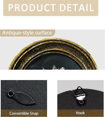 إطار صورة عتيق مقاس 3.5 × 5.5 بتصميمات عتيقة مع الراتنج والزجاج عالي الدقة، وعرض سطح الطاولة وديكور منزلي معلق على الحائط (القوس الذهبي) in Kuwait