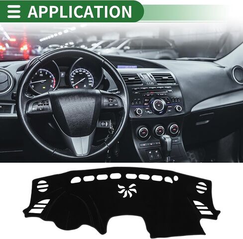 Motoforti Dash Cover, Non-Slip Dashboard Carpet Mat for Mazda 3 2014-2018, Polyester, Black in Saudi Arabia