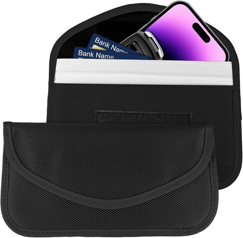 2PCS Faraday Bag for Phones and Car Keys, Keyless Entry RFID Signal Blocking Bag Key Fob Protector, Anti-Theft Faraday Pouch for Cell Phone Privacy Protection, Signal Shielding (Black) in Kuwait