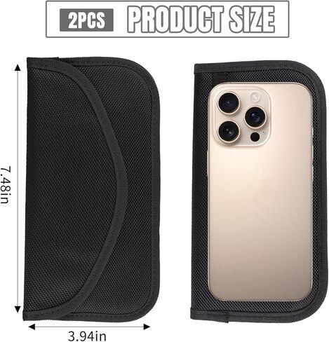 2PCS Faraday Bag for Phones and Car Keys, Keyless Entry RFID Signal Blocking Bag Key Fob Protector, Anti-Theft Faraday Pouch for Cell Phone Privacy Protection, Signal Shielding (Black) in Kuwait