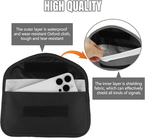 2PCS Faraday Bag for Phones and Car Keys, Keyless Entry RFID Signal Blocking Bag Key Fob Protector, Anti-Theft Faraday Pouch for Cell Phone Privacy Protection, Signal Shielding (Black) in Kuwait