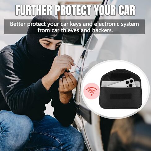 2PCS Faraday Bag for Phones and Car Keys, Keyless Entry RFID Signal Blocking Bag Key Fob Protector, Anti-Theft Faraday Pouch for Cell Phone Privacy Protection, Signal Shielding (Black) in Kuwait