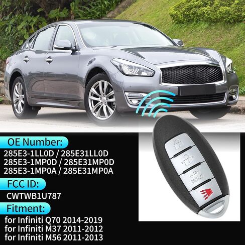 X AUTOHAUX CWTWB1U787 433Mhz Replacement Keyless Entry Remote Smart Key Fob for Infiniti Q70 2014-2019 for Infiniti M37 2011-2012 285E31LL0D 285E3-1MP0D 46 Chip 4 Buttons in Saudi Arabia