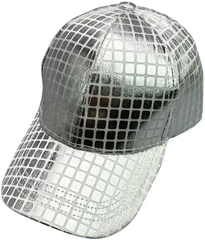 Unisex Metallic Shiny Baseball Cap Punk Hip Hop Strapback Hats Dad Hat Visor Sports Hat in Kuwait