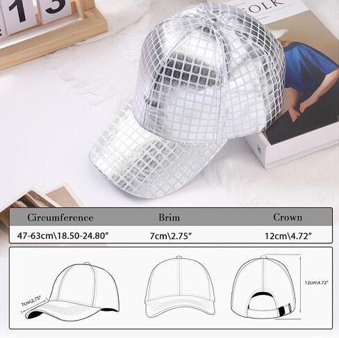 Unisex Metallic Shiny Baseball Cap Punk Hip Hop Strapback Hats Dad Hat Visor Sports Hat in Kuwait