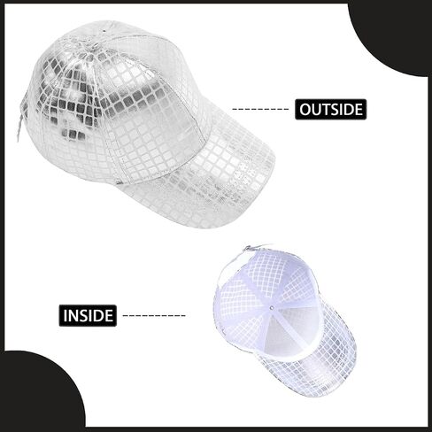 Unisex Metallic Shiny Baseball Cap Punk Hip Hop Strapback Hats Dad Hat Visor Sports Hat in Kuwait