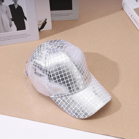 Unisex Metallic Shiny Baseball Cap Punk Hip Hop Strapback Hats Dad Hat Visor Sports Hat in Kuwait