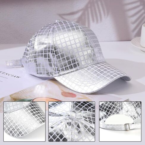 Unisex Metallic Shiny Baseball Cap Punk Hip Hop Strapback Hats Dad Hat Visor Sports Hat in Kuwait