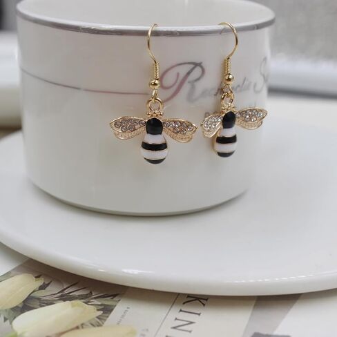 Gold Bee Earrings for Women Bumble Bee Earrings Exquisite and Cute Golden Zircon Bees Earring Jewelry in Saudi Arabia