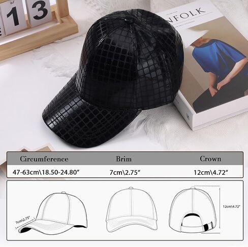 Unisex Metallic Shiny Baseball Cap Punk Hip Hop Strapback Hats Dad Hat Visor Sports Hat in Kuwait