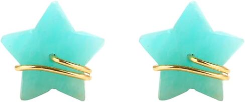 Gempires نجمة أقراط للنساء الذهب سلك ملفوفة مجوهرات الأحجار الكريمة الأصلية هيبوالرجينيك اليدوية الكريستال السماوية جوهرة الأقراط هدية لها in Saudi Arabia