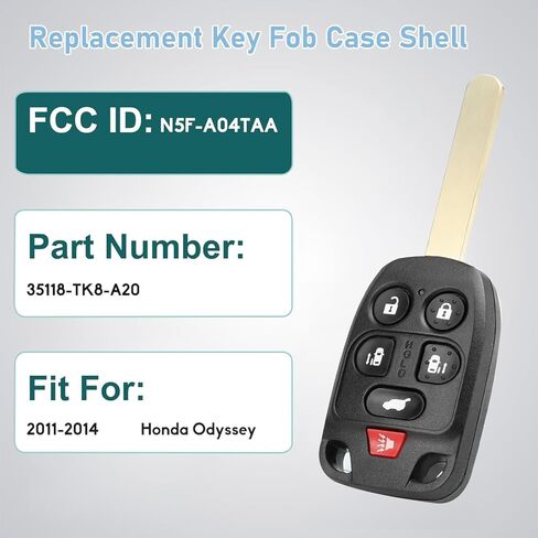 Replacement Key Fob Cover Case Fit for 2011 2012 2013 Honda Odyssey Keyless Entry Key Fob Shell (N5F-A04TAA) in Kuwait