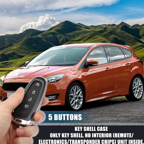 X AUTOHAUX 2 قطعة 5 أزرار بديلة ذكية لمفتاح فوب حافظة مفتاح بعيد للدخول بدون مفتاح غطاء لمفتاح Ford Escape C-Max Focus SE Titanium مع Blad No Chip in Kuwait