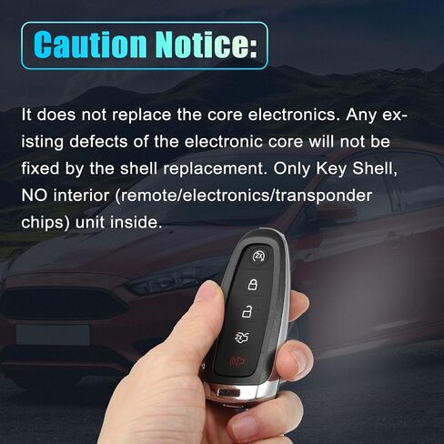 X AUTOHAUX 2 قطعة 5 أزرار بديلة ذكية لمفتاح فوب حافظة مفتاح بعيد للدخول بدون مفتاح غطاء لمفتاح Ford Escape C-Max Focus SE Titanium مع Blad No Chip in Kuwait