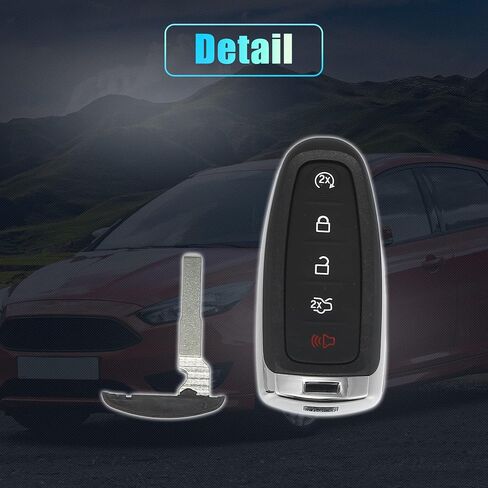 X AUTOHAUX 2 قطعة 5 أزرار بديلة ذكية لمفتاح فوب حافظة مفتاح بعيد للدخول بدون مفتاح غطاء لمفتاح Ford Escape C-Max Focus SE Titanium مع Blad No Chip in Kuwait
