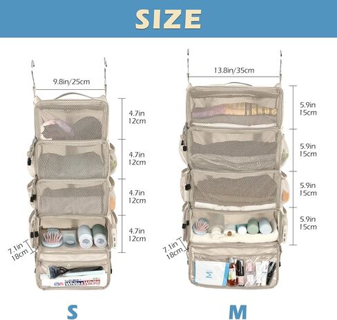 Surblue Travel Hanging Packing Cubes with 2 Hooks Hanging Shelves for Luggage Organizers Portable Compression 4 Shelf Closet Organizers Carry-on Suitcases Organizers, Small, Black in Kuwait