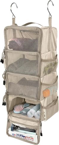 Surblue Travel Hanging Packing Cubes with 2 Hooks Hanging Shelves for Luggage Organizers Portable Compression 4 Shelf Closet Organizers Carry-on Suitcases Organizers, Small, Black in Kuwait