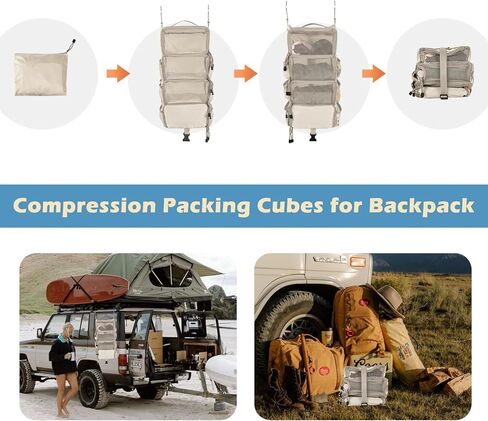 Surblue Travel Hanging Packing Cubes with 2 Hooks Hanging Shelves for Luggage Organizers Portable Compression 4 Shelf Closet Organizers Carry-on Suitcases Organizers, Small, Black in Kuwait