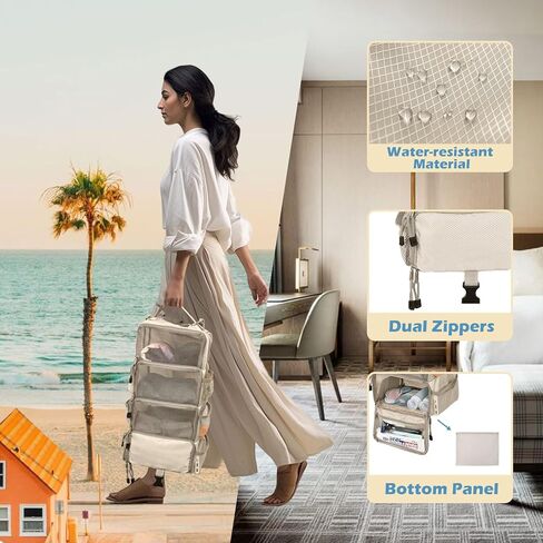 Surblue Travel Hanging Packing Cubes with 2 Hooks Hanging Shelves for Luggage Organizers Portable Compression 4 Shelf Closet Organizers Carry-on Suitcases Organizers, Small, Black in Kuwait